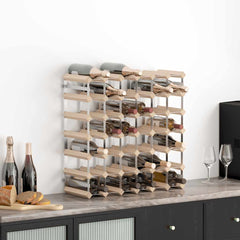 Wine Rack for Bottles Solid Pinewood in Beige