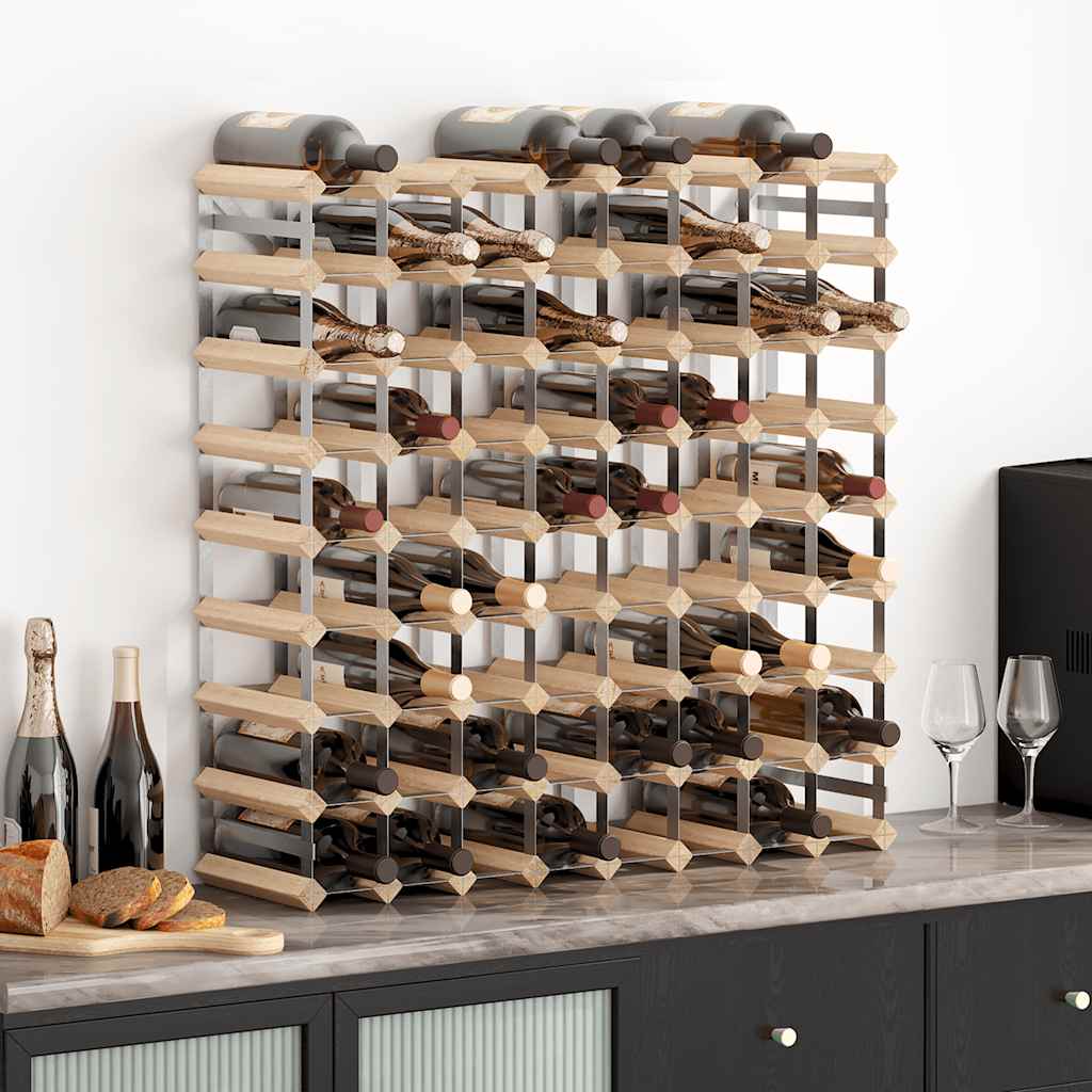 Wine Rack for Bottles Solid Pinewood in Beige