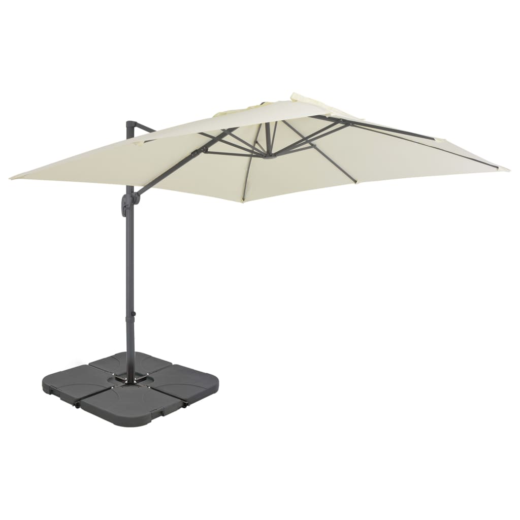 vidaXL Garden Parasol with Portable Base Sand 1