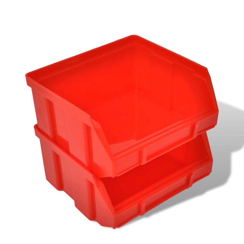 Wall Mounted Garage Plastic Storage Bin Set 30 pcs Blue & Red 5