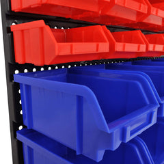 Wall Mounted Garage Plastic Storage Bin Set 30 pcs Blue & Red 6