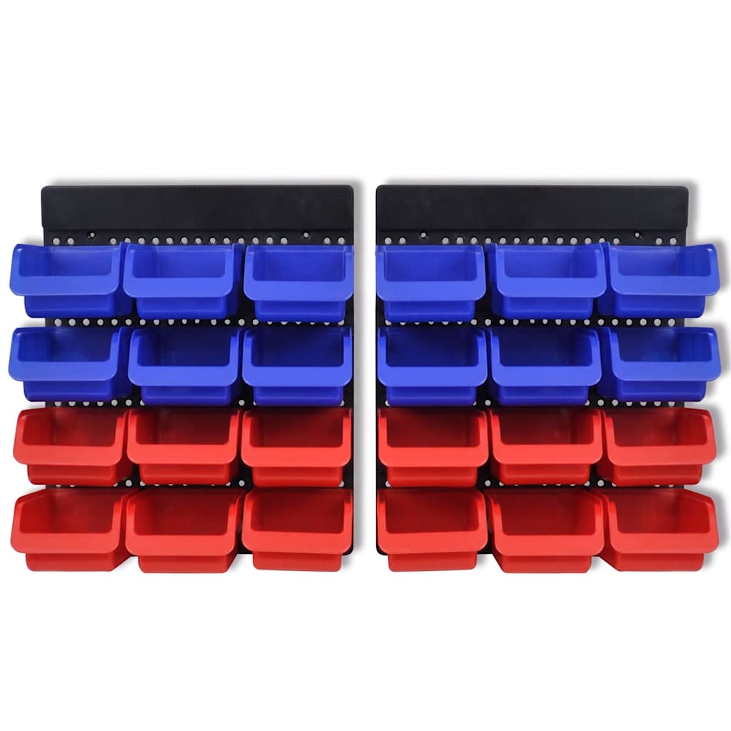 2 pcs Blue & Red Wall Mounted Garage Tool Organiser 4