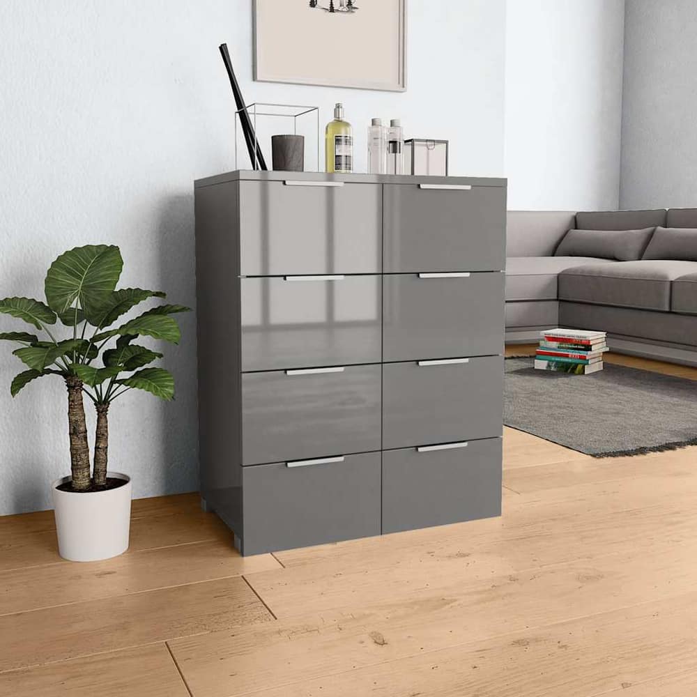 Sideboard High Gloss 60x35x80 cm Engineered Wood Grey