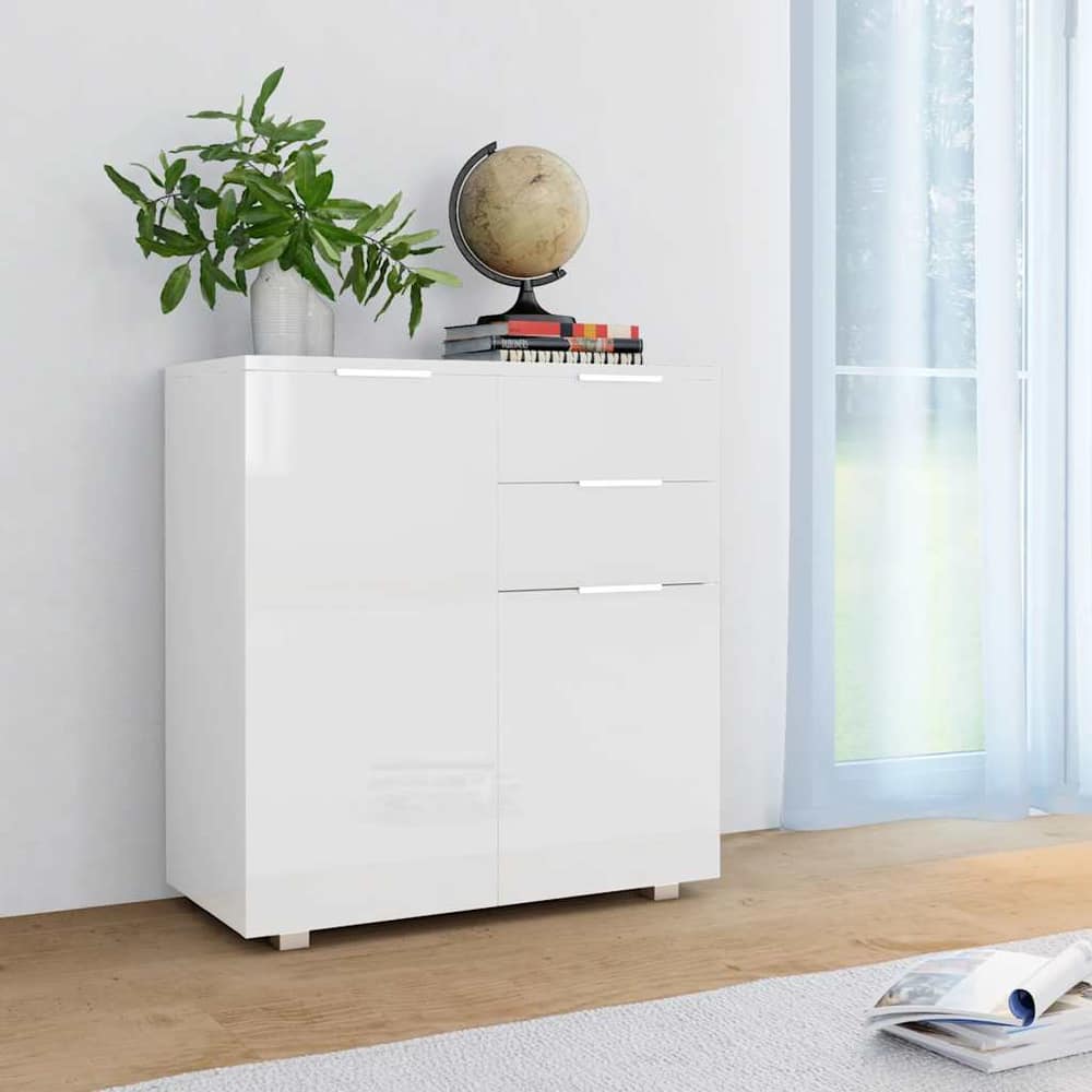 Sideboard High Gloss 71x35x80 cm Engineered Wood White