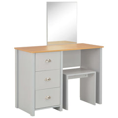vidaXL Dressing Table with Mirror and Stool Grey 104x45x131 cm 2