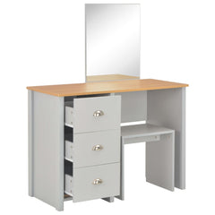 vidaXL Dressing Table with Mirror and Stool Grey 104x45x131 cm 3