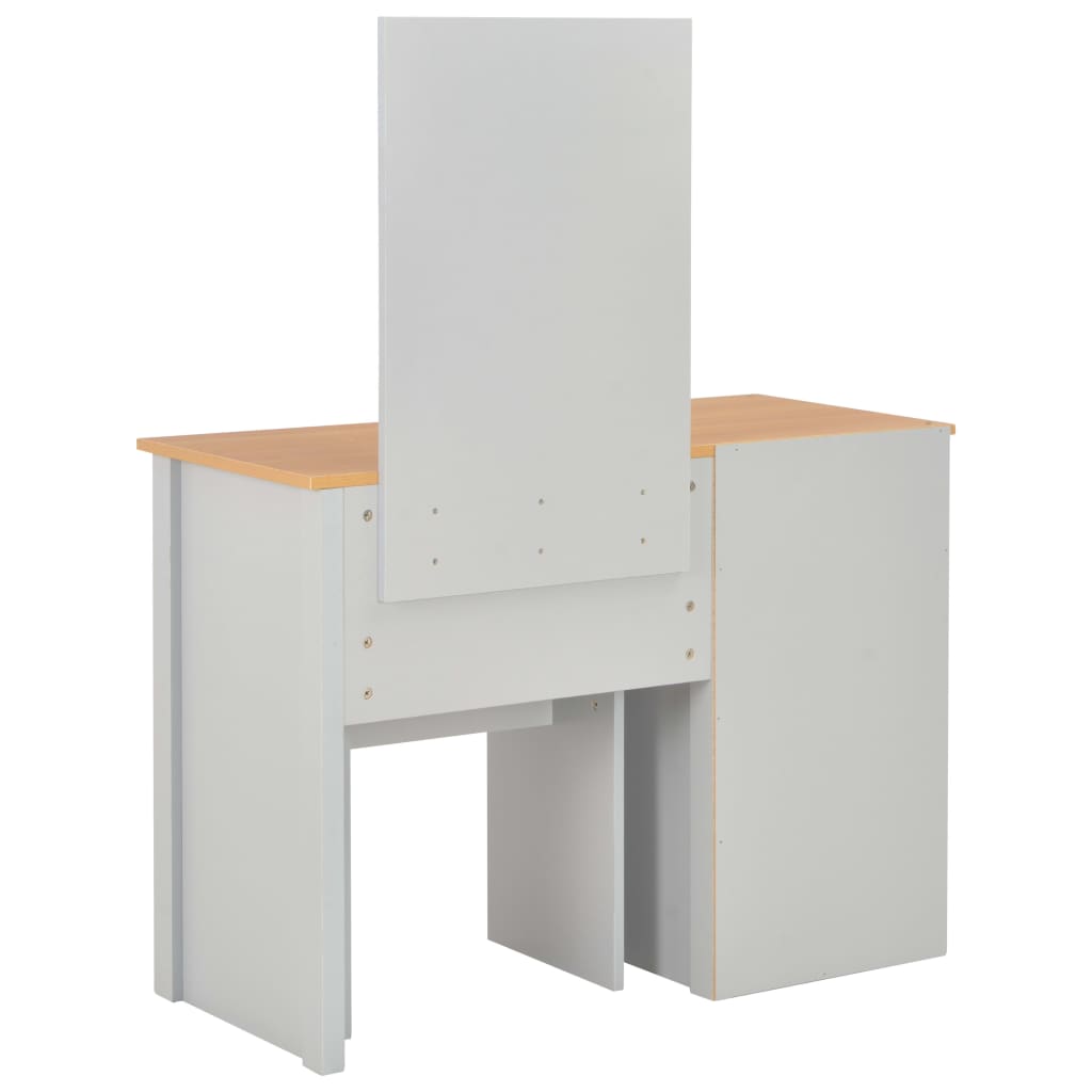 vidaXL Dressing Table with Mirror and Stool Grey 104x45x131 cm 5