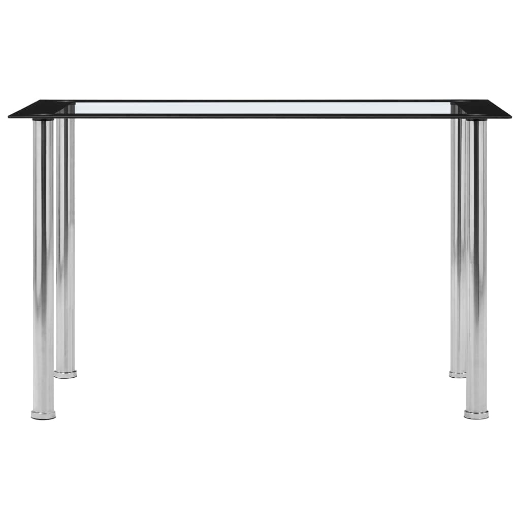 vidaXL Dining Table Black and Transparent 120x60x75 cm Tempered Glass 2