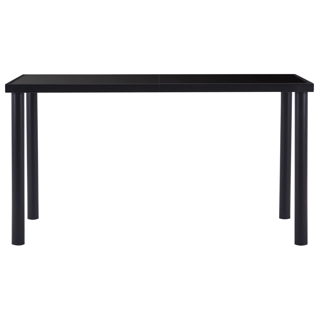 vidaXL Dining Table Black 140x70x75 cm Tempered Glass 2