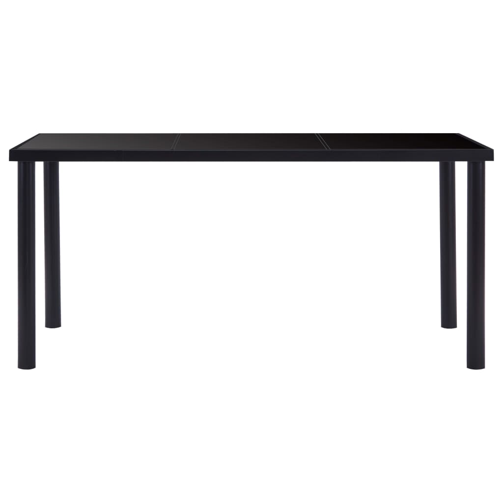 vidaXL Dining Table Black 160x80x75 cm Tempered Glass 2