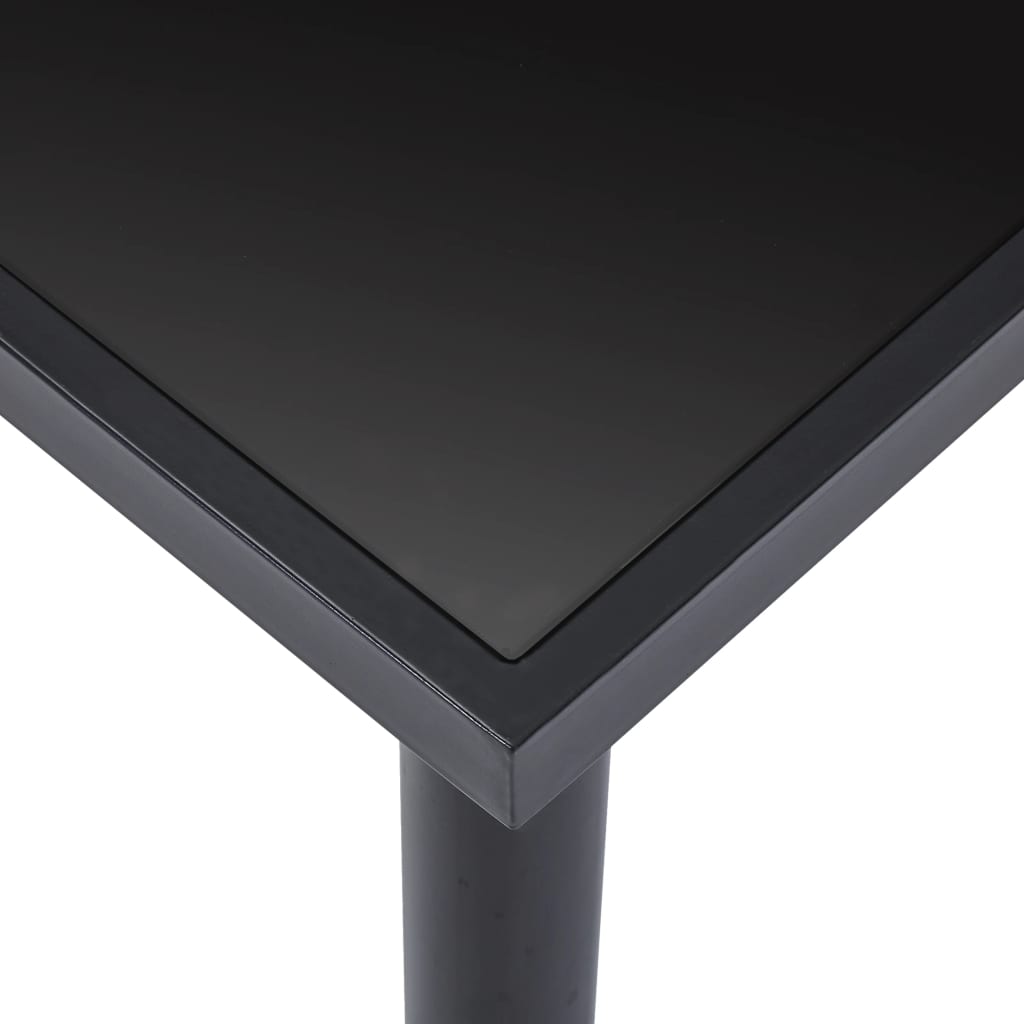 vidaXL Dining Table Black 160x80x75 cm Tempered Glass 4