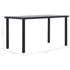 vidaXL Dining Table Black and Concrete Grey 140x70x75 cm MDF 5