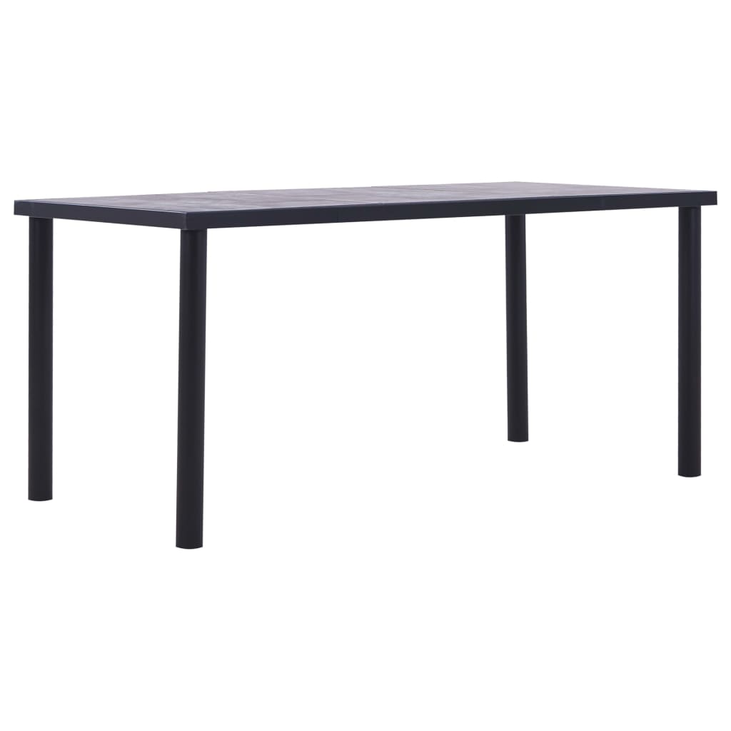 vidaXL Dining Table Black and Concrete Grey 160x80x75 cm MDF 1