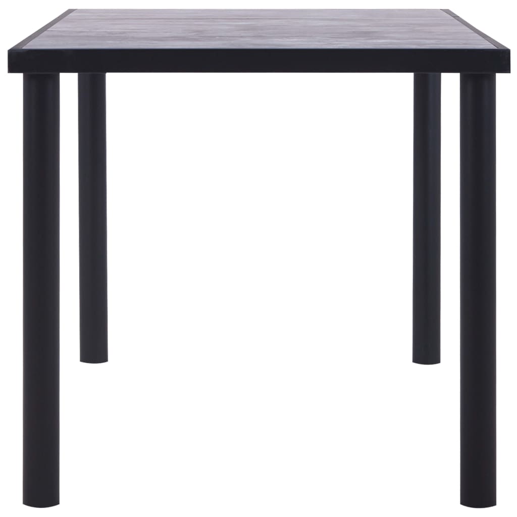 vidaXL Dining Table Black and Concrete Grey 160x80x75 cm MDF 3