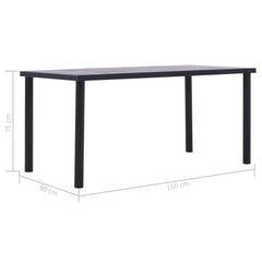 vidaXL Dining Table Black and Concrete Grey 160x80x75 cm MDF 5