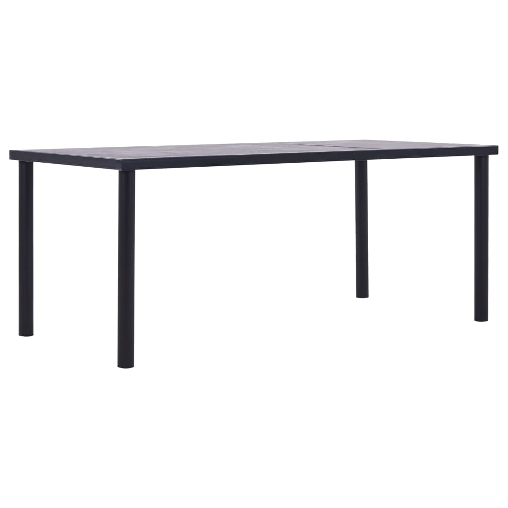 vidaXL Dining Table Black and Concrete Grey 200x100x75 cm MDF 1