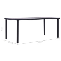 vidaXL Dining Table Black and Concrete Grey 200x100x75 cm MDF 5