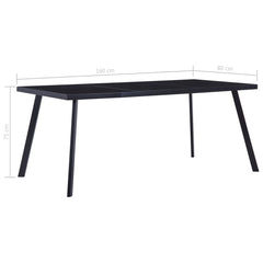vidaXL Dining Table Black 160x80x75 cm Tempered Glass 5