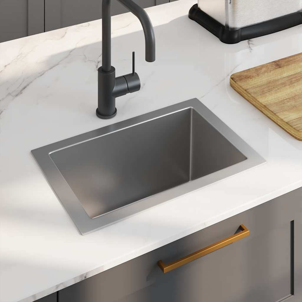 vidaXL Handmade Kitchen Sink Stainless Steel 1