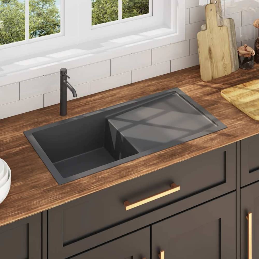 Handmade Kitchen Sink Stainless Steel Black 87 cm 44 cm one sink + washboard