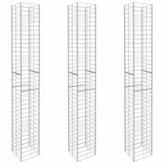 145088 vidaXL Gabion Baskets 3 pcs Galvanised Steel 25x25x197 cm 2