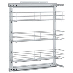 vidaXL 3-Tier Pull-out Kitchen Wire Basket Silver 47x15.5x55.5 cm 2