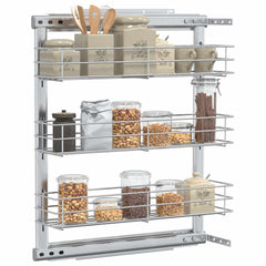 vidaXL 3-Tier Pull-out Kitchen Wire Basket Silver 47x15.5x55.5 cm 3
