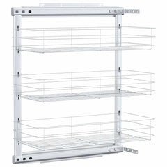 vidaXL 3-Tier Pull-out Kitchen Wire Basket Silver 47x25x56 cm 2