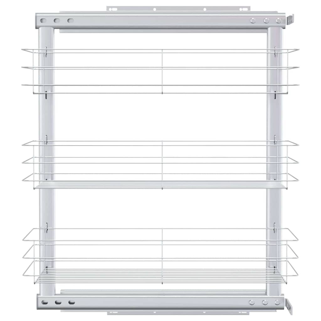 vidaXL 3-Tier Pull-out Kitchen Wire Basket Silver 47x25x56 cm 4