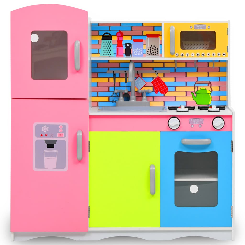 vidaXL Kids' Play Kitchen MDF 80x30x85 cm Multicolour 3