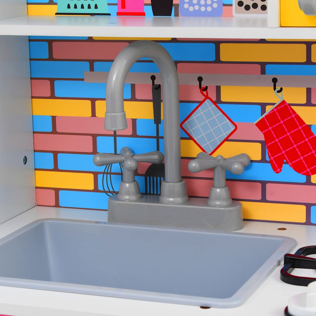 vidaXL Kids' Play Kitchen MDF 80x30x85 cm Multicolour 6
