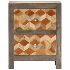 282734 vidaXL Bedside Cabinet Grey 40x30x50 cm Solid Mango Wood 2
