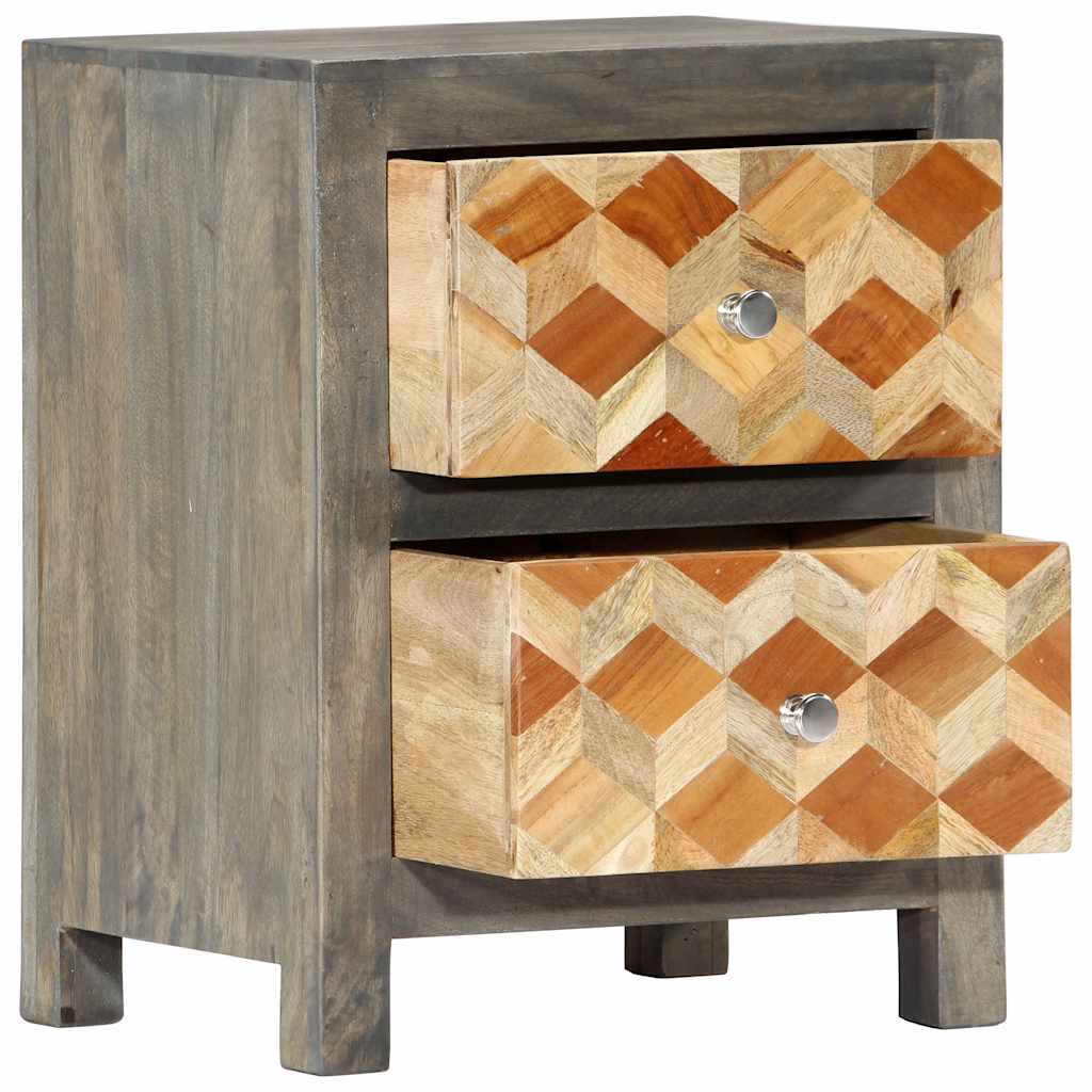 282734 vidaXL Bedside Cabinet Grey 40x30x50 cm Solid Mango Wood 3