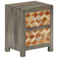 282734 vidaXL Bedside Cabinet Grey 40x30x50 cm Solid Mango Wood 4