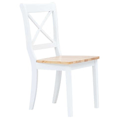 5 Piece Dining Set Solid Rubber Wood White and brown