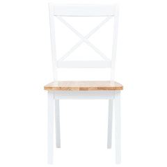 5 Piece Dining Set Solid Rubber Wood White and brown