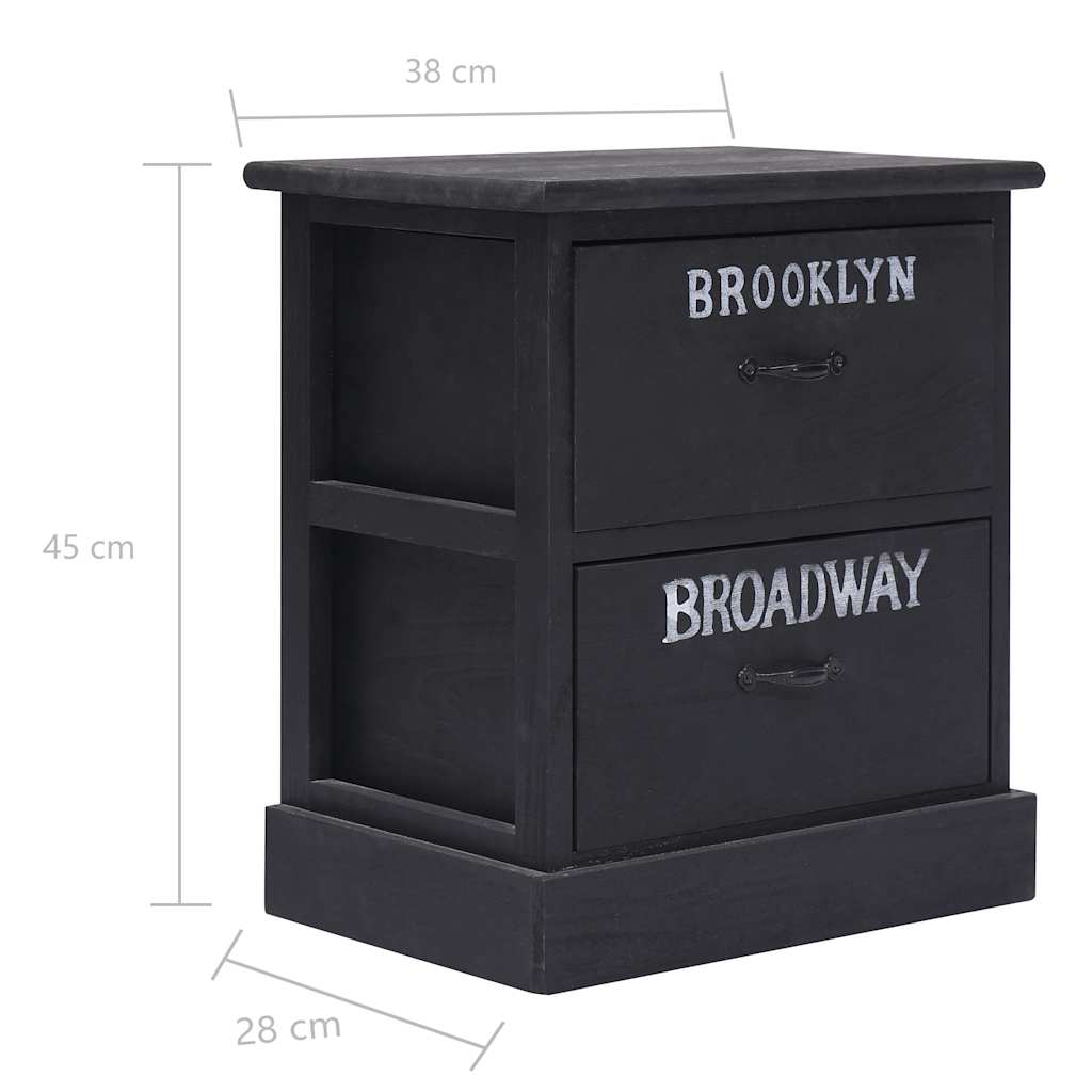 vidaXL Cabinet | Black | Paulownia Wood | 38x28x45 cm | Bedside Table 6