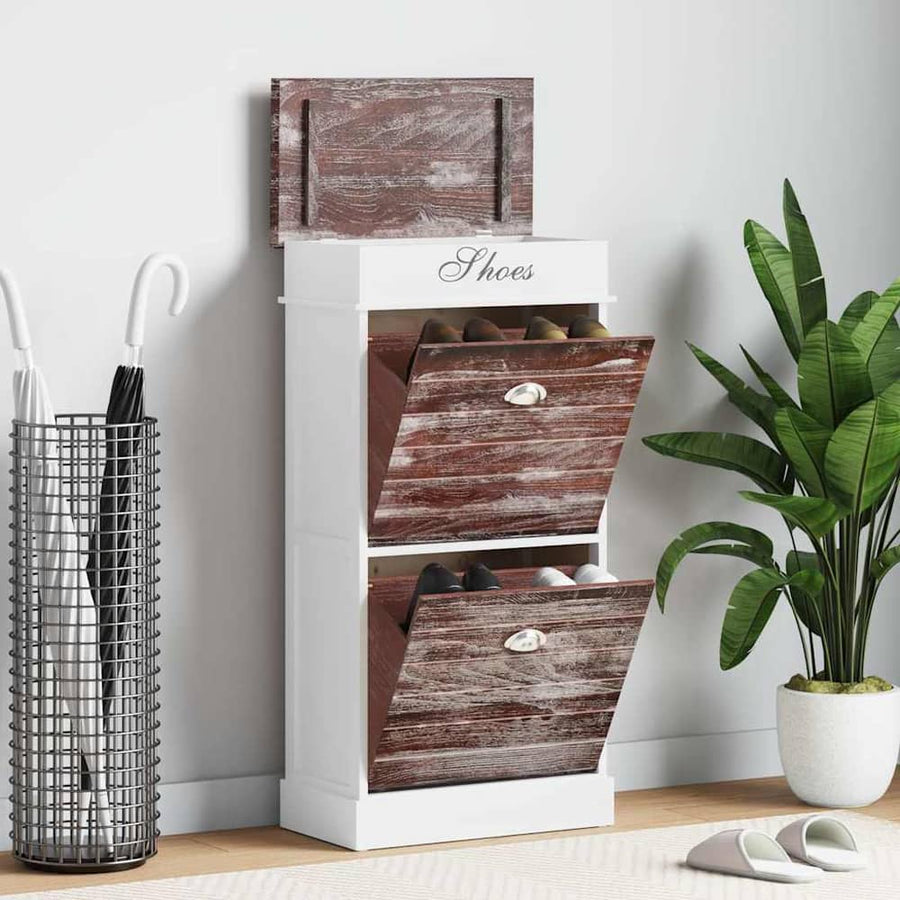 Shoe Cabinet Paulownia Wood in Brown