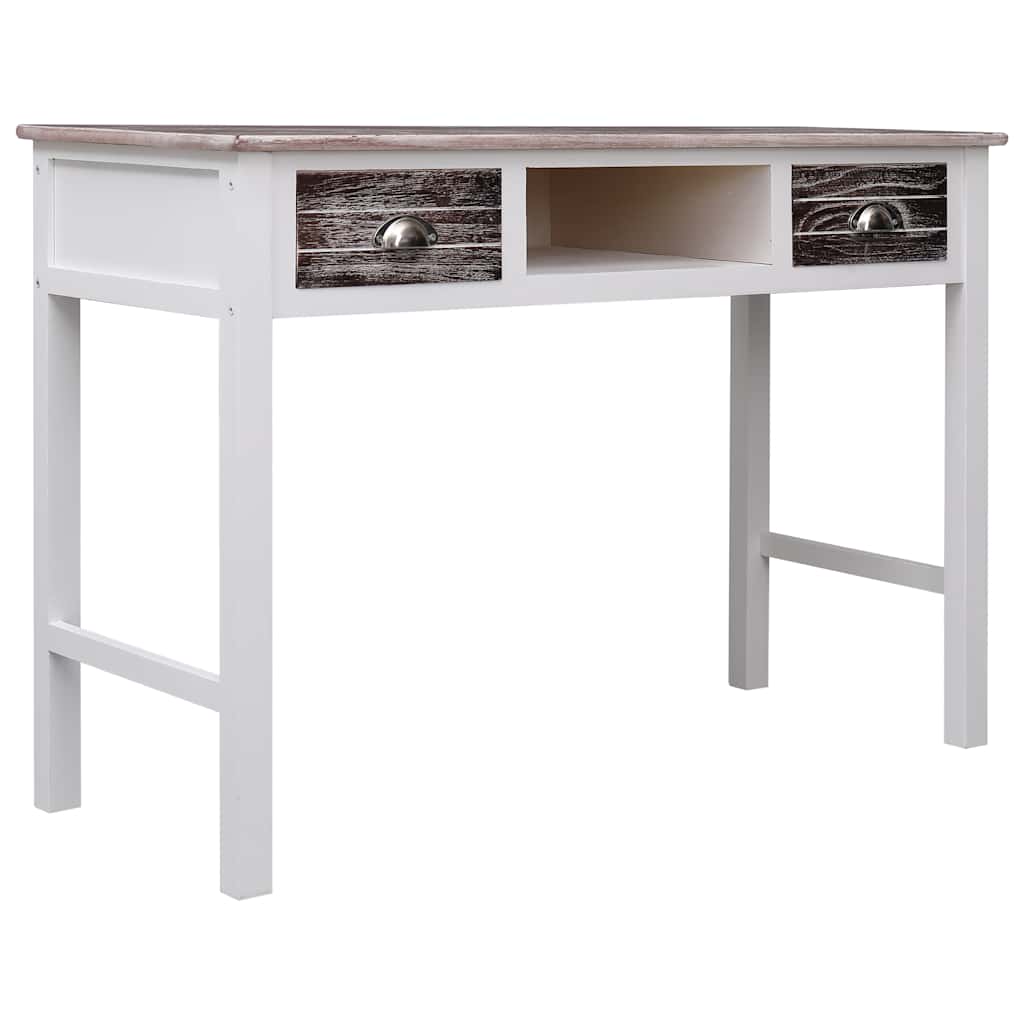 Writing Desk 110x45x76 cm Wood White and brown