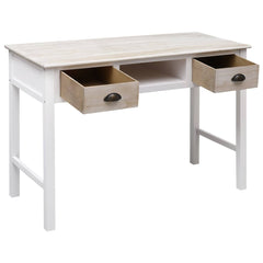 vidaXL Console Table | Natural Colour and White | Poplar Wood and Paulownia Wood 2