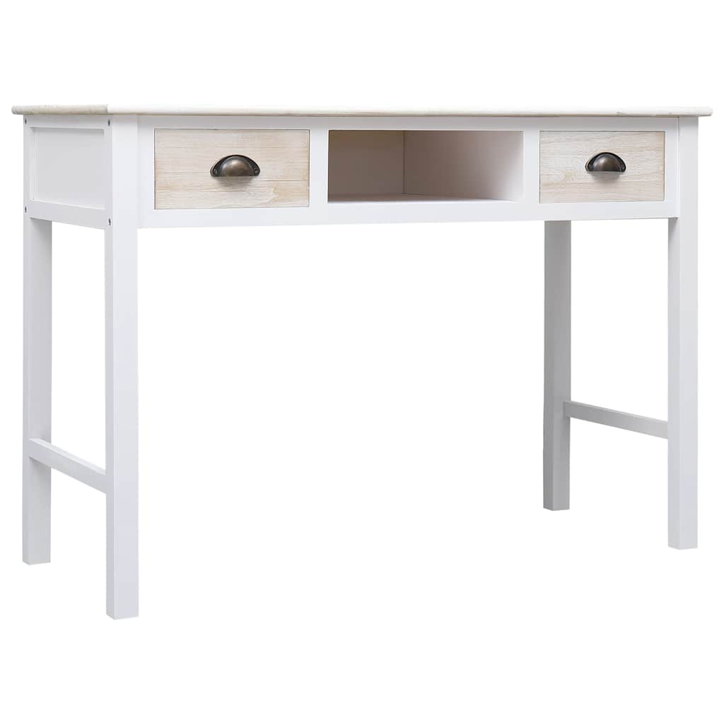 vidaXL Console Table | Natural Colour and White | Poplar Wood and Paulownia Wood 3