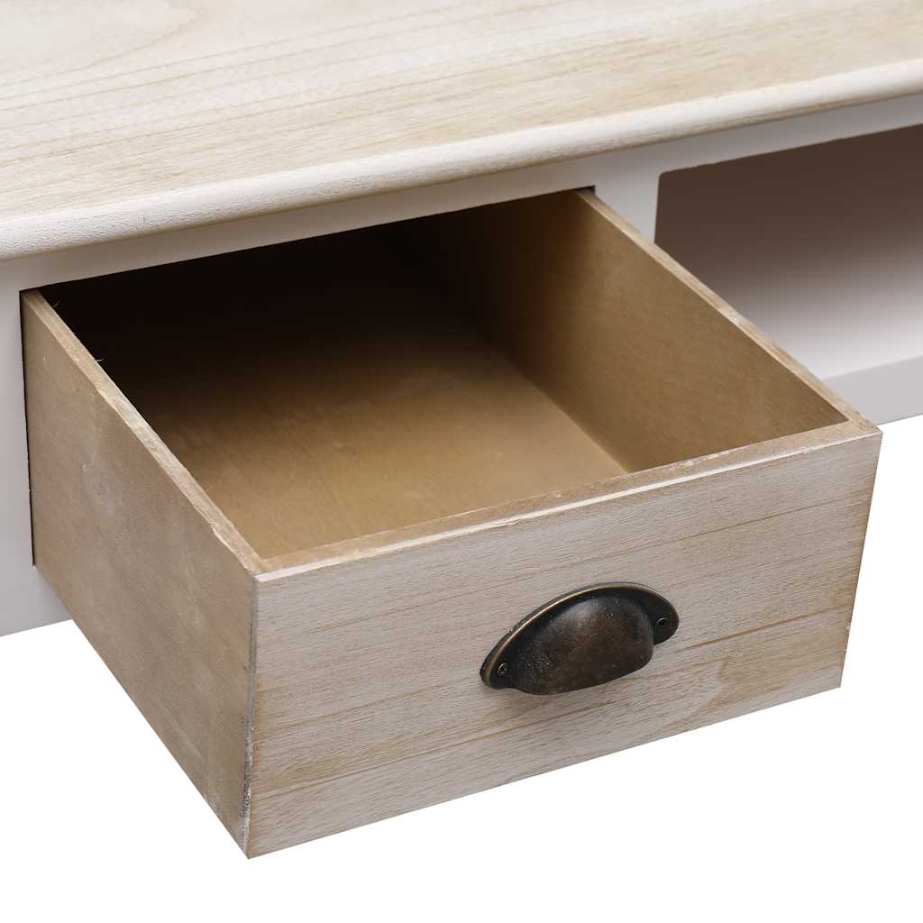 vidaXL Console Table | Natural Colour and White | Poplar Wood and Paulownia Wood 6