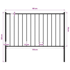 vidaXL Fence Panel Woerden with Posts Steel 1.7x0.75 m Black 4