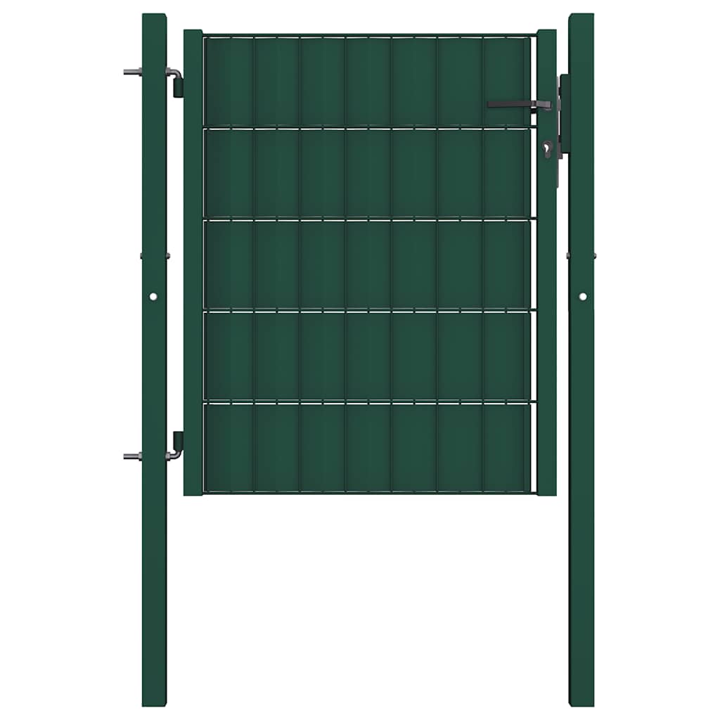 Fence Gate PVC and Steel Green 100 x 81 cm