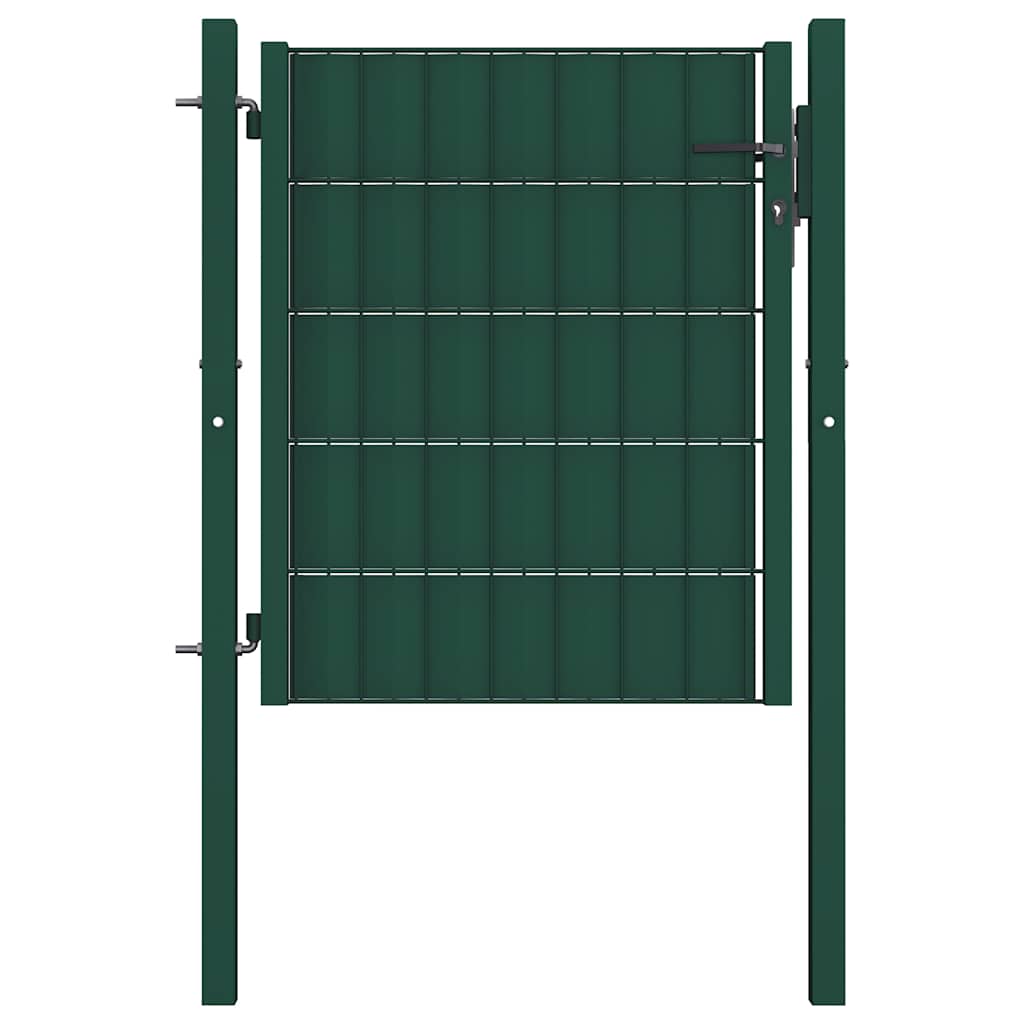 Fence Gate PVC and Steel Green 100 x 100 cm