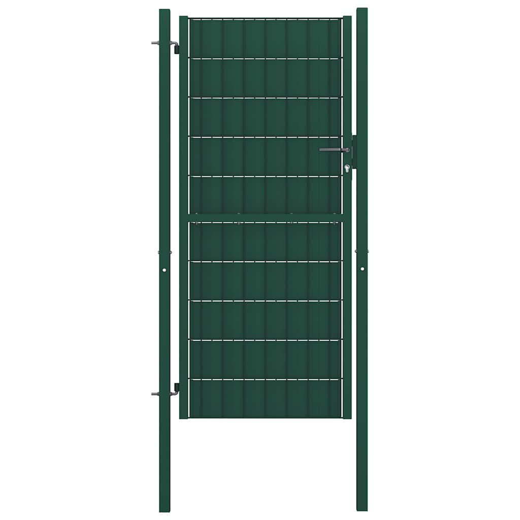 Fence Gate PVC and Steel Green 100 x 204 cm