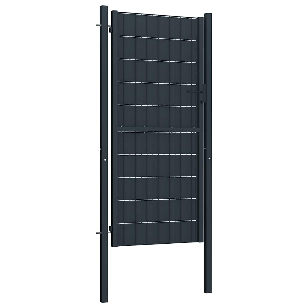 Fence Gate PVC and Steel Anthracite 100 x 204 cm