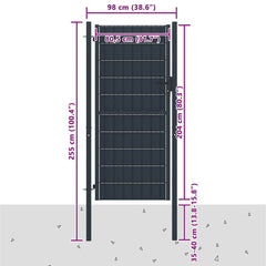 Fence Gate PVC and Steel Anthracite 100 x 204 cm