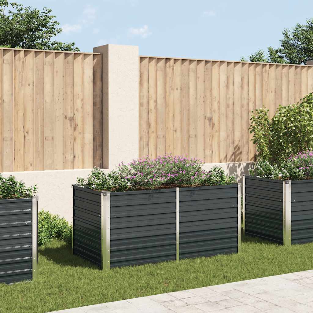 vidaXL Garden Raised Bed Anthracite Galvanised Steel