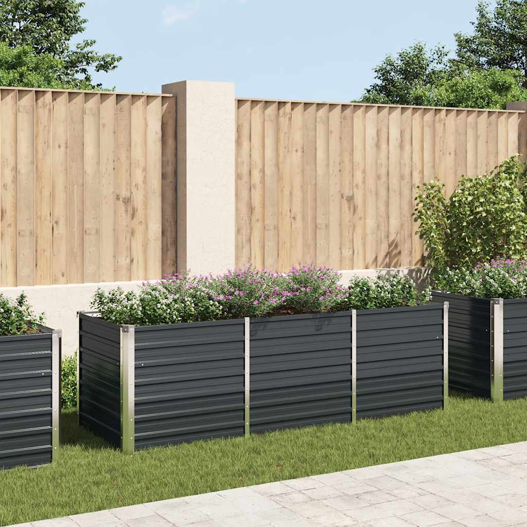 vidaXL Garden Raised Bed Anthracite Galvanised Steel